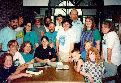 Inside the Heinlein Room at the Butler Library: Steve, Becky, ML,Joy, Angel, WJaKe, Sue, John, Stew, JT, Rob3, BC, Nora, Deb, Les